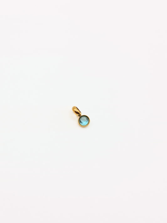 The Charm Shop March Aquamarine Birthstone 18k Gold Plated DIY Charm- Waterproof & Tarnish-Free