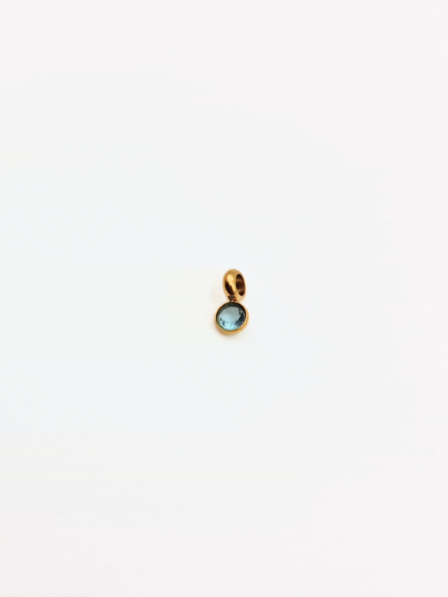 The Charm Shop March Aquamarine Birthstone 18k Gold Plated DIY Charm- Waterproof & Tarnish-Free