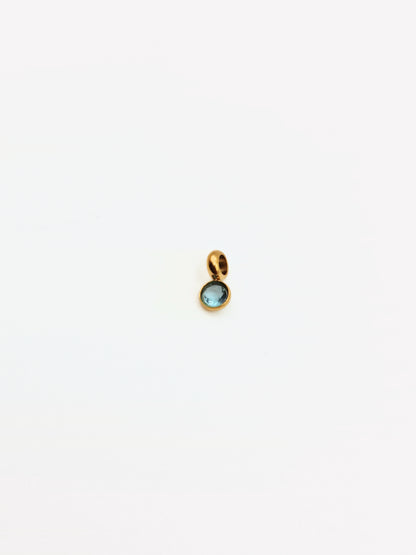 The Charm Shop March Aquamarine Birthstone 18k Gold Plated DIY Charm- Waterproof & Tarnish-Free