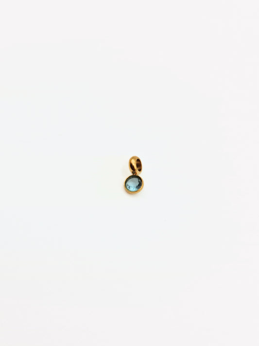 The Charm Shop March Aquamarine Birthstone 18k Gold Plated DIY Charm- Waterproof & Tarnish-Free