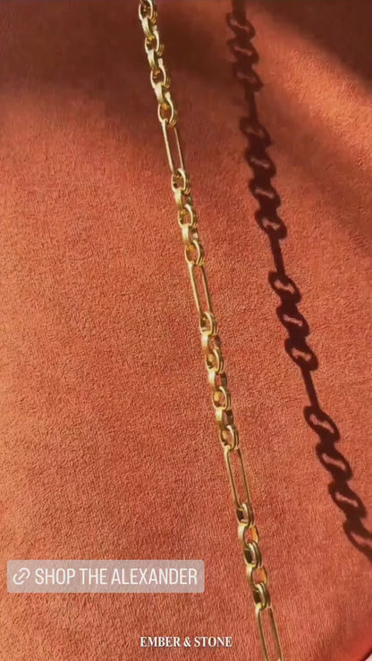 The Alexander 18k Gold Plated Stainless Medium Mixed Link Chain Necklace.