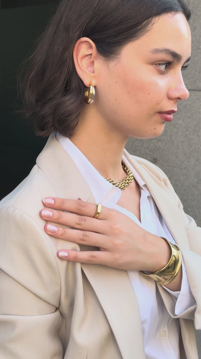 The Connection Two Tone Tarnish-Free Large Hoop Earrings