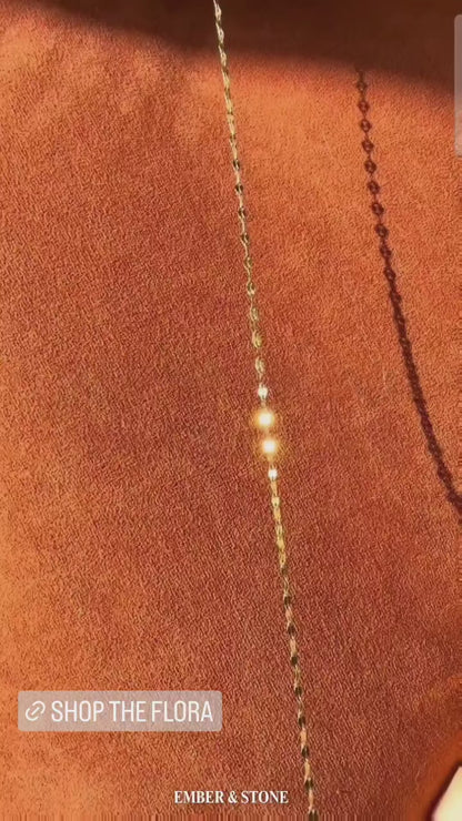 The Flora 18k Gold Plated Stainless Steel Delicate Textured Crimp Chain Necklace.