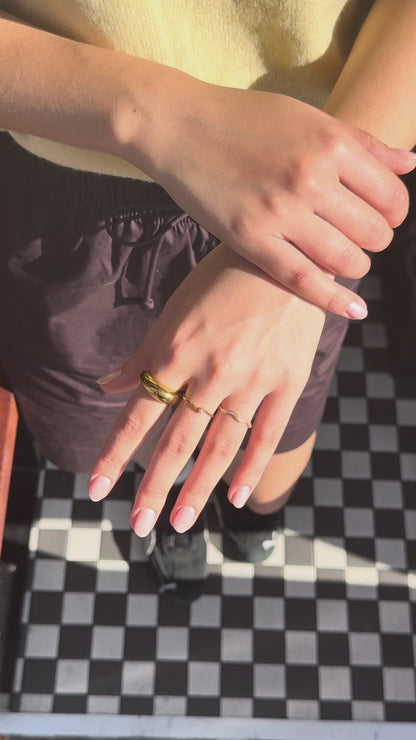 The Waverly 18k Gold Plated Tarnish-Free Fine Crystal Wavy Layering Ring