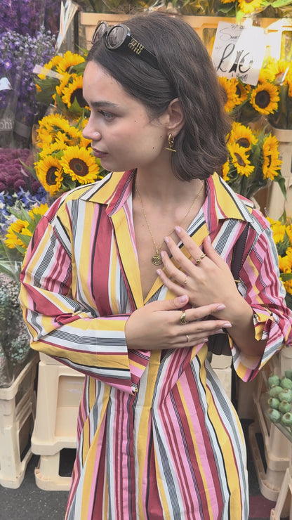 The Tala 18k Gold Plated Tarnish-Free T-Bar Drop Hoop Earrings