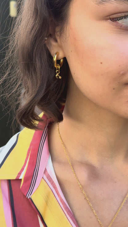 The Tala 18k Gold Plated Tarnish-Free T-Bar Drop Hoop Earrings