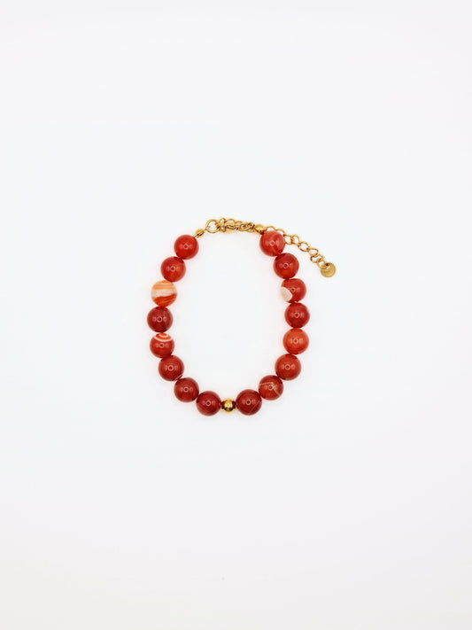 The Riviera Red Agate Natural Stone Beaded Bracelet- Semi-Precious & Waterproof