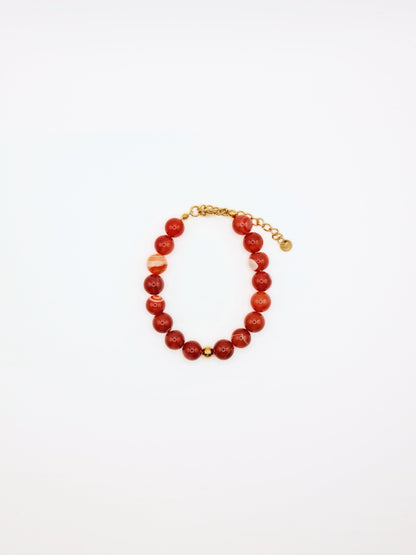 The Riviera Set Red Agate Natural Stone Beaded Necklace & Bracelet- Semi-Precious & Waterproof