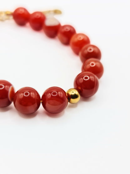 The Riviera Red Agate Natural Stone Beaded Bracelet- Semi-Precious & Waterproof