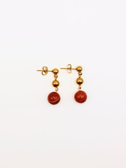 The Riviera Set Red Agate Natural Stone Beaded Necklace, Earring & Bracelet- Semi-Precious & Waterproof