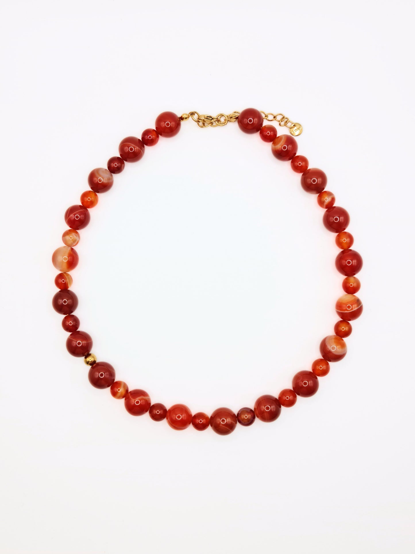 The Riviera Red Agate Natural Stone Beaded Necklace- Semi-Precious & Waterproof