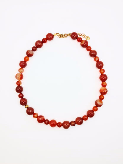 The Riviera Red Agate Natural Stone Beaded Necklace- Semi-Precious & Waterproof