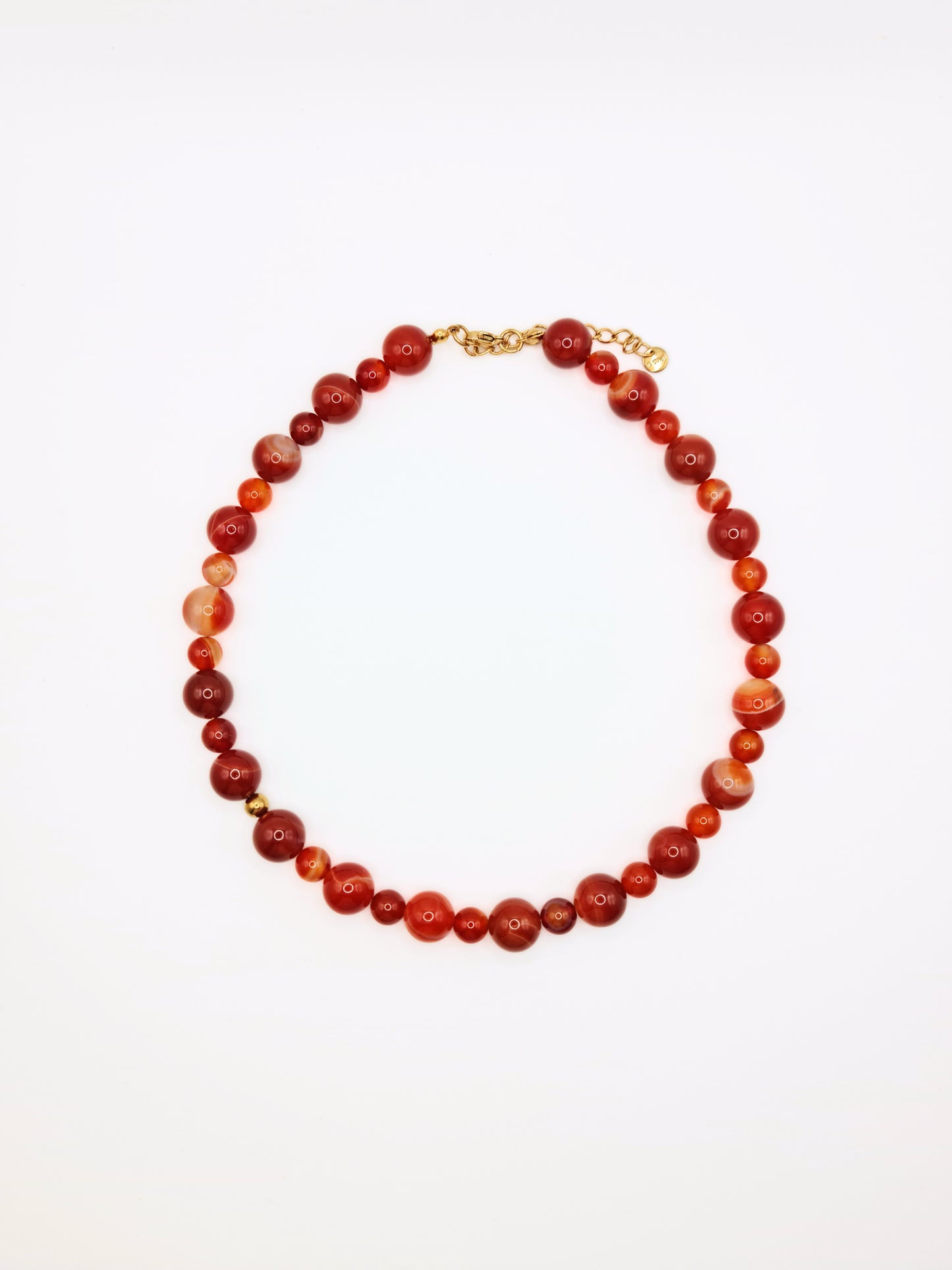 The Riviera Red Agate Natural Stone Beaded Necklace- Semi-Precious & Waterproof