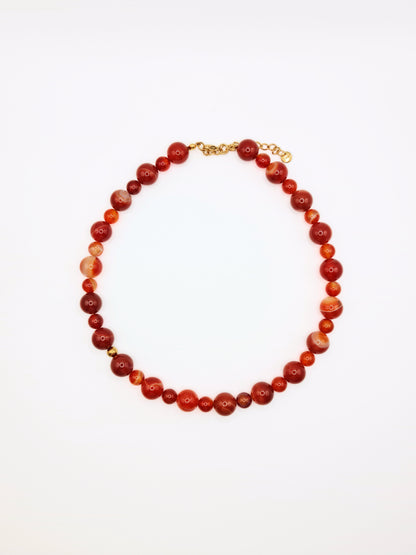 The Riviera Red Agate Natural Stone Beaded Necklace- Semi-Precious & Waterproof