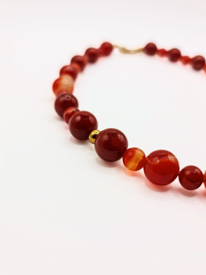 The Riviera Red Agate Natural Stone Beaded Necklace- Semi-Precious & Waterproof