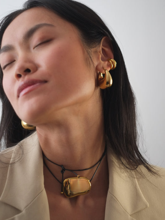 The Hepworth 18k Gold Plated Tarnish-Free Metal Plate Rope Tie Necklace