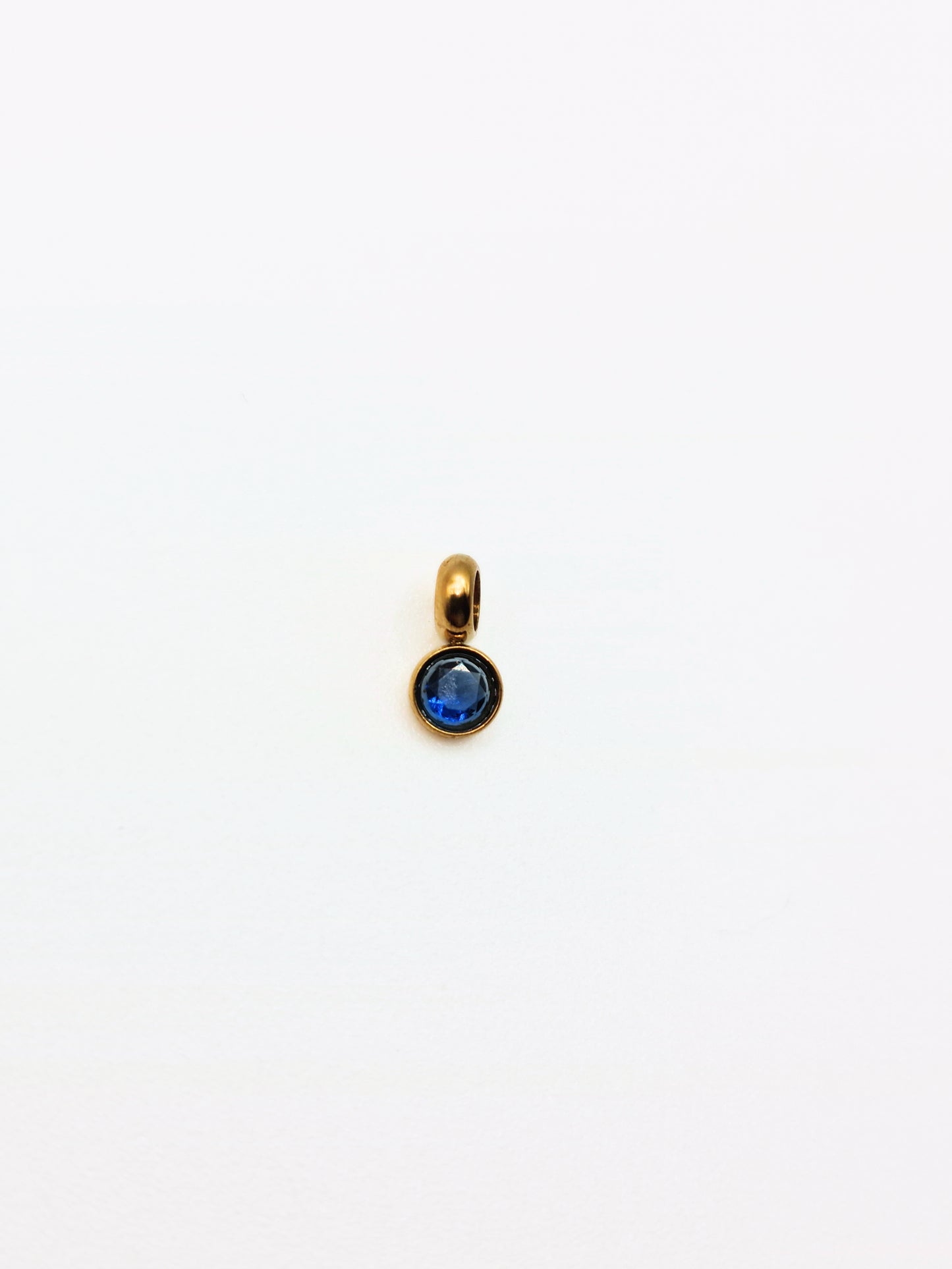 The Charm Shop September Sapphire Birthstone 18k Gold Plated DIY Charm- Waterproof & Tarnish-Free