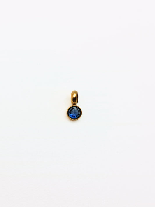 The Charm Shop September Sapphire Birthstone 18k Gold Plated DIY Charm- Waterproof & Tarnish-Free