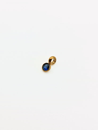 The Charm Shop September Sapphire Birthstone 18k Gold Plated DIY Charm- Waterproof & Tarnish-Free