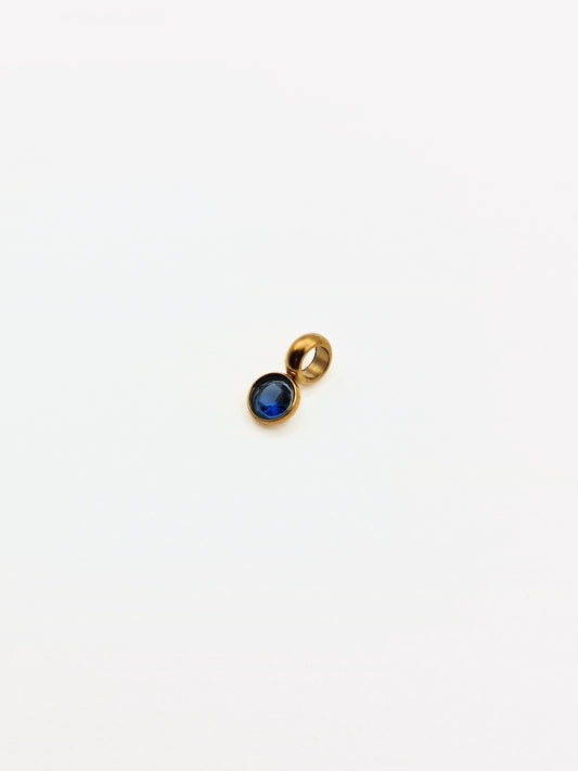The Charm Shop September Sapphire Birthstone 18k Gold Plated DIY Charm- Waterproof & Tarnish-Free
