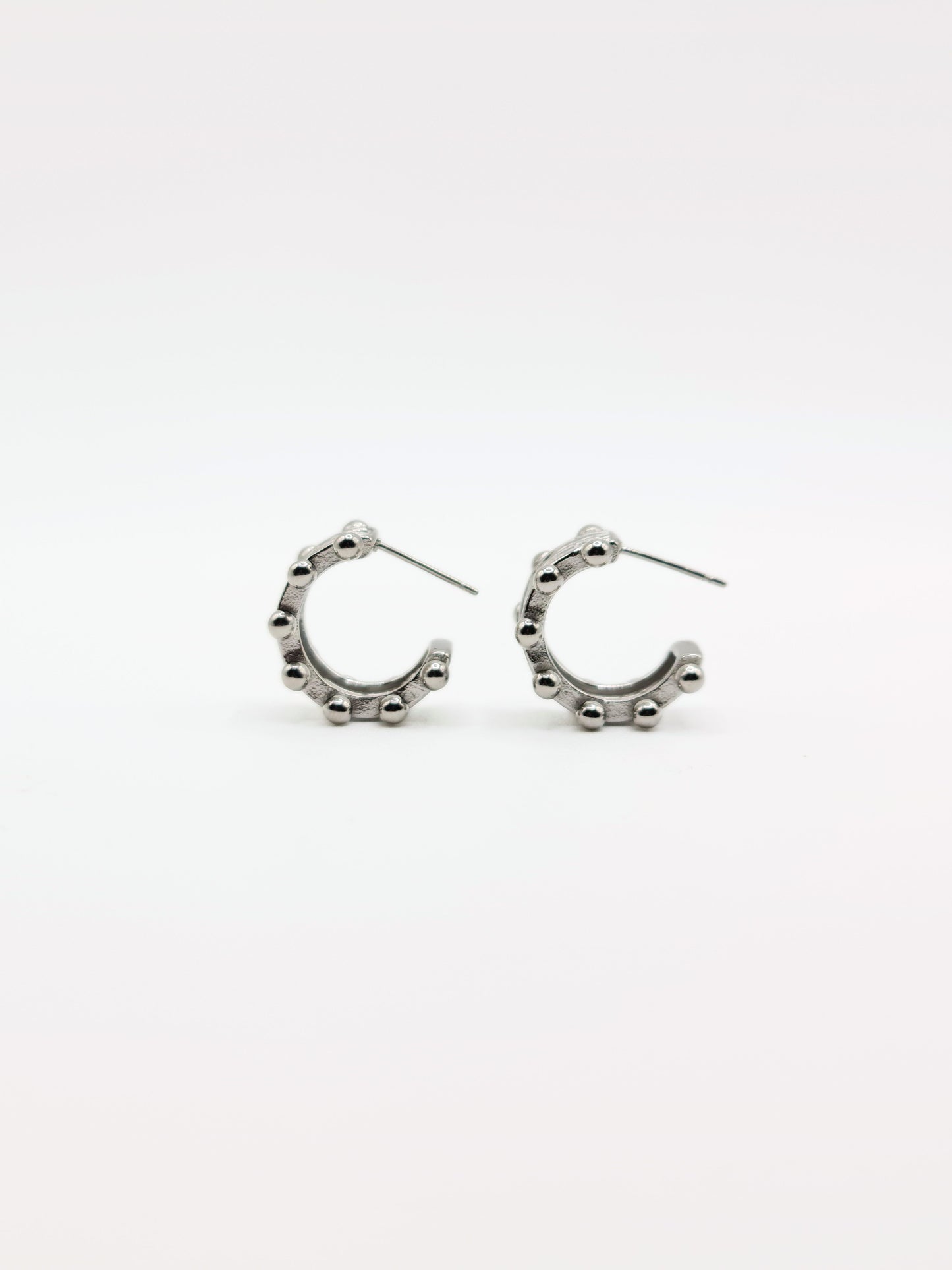 The Zaya Silver Finish Beaded Hoop Earrings- Waterproof & Tarnish-Free