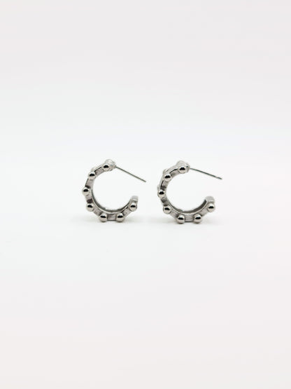 The Zaya Silver Finish Beaded Hoop Earrings- Waterproof & Tarnish-Free
