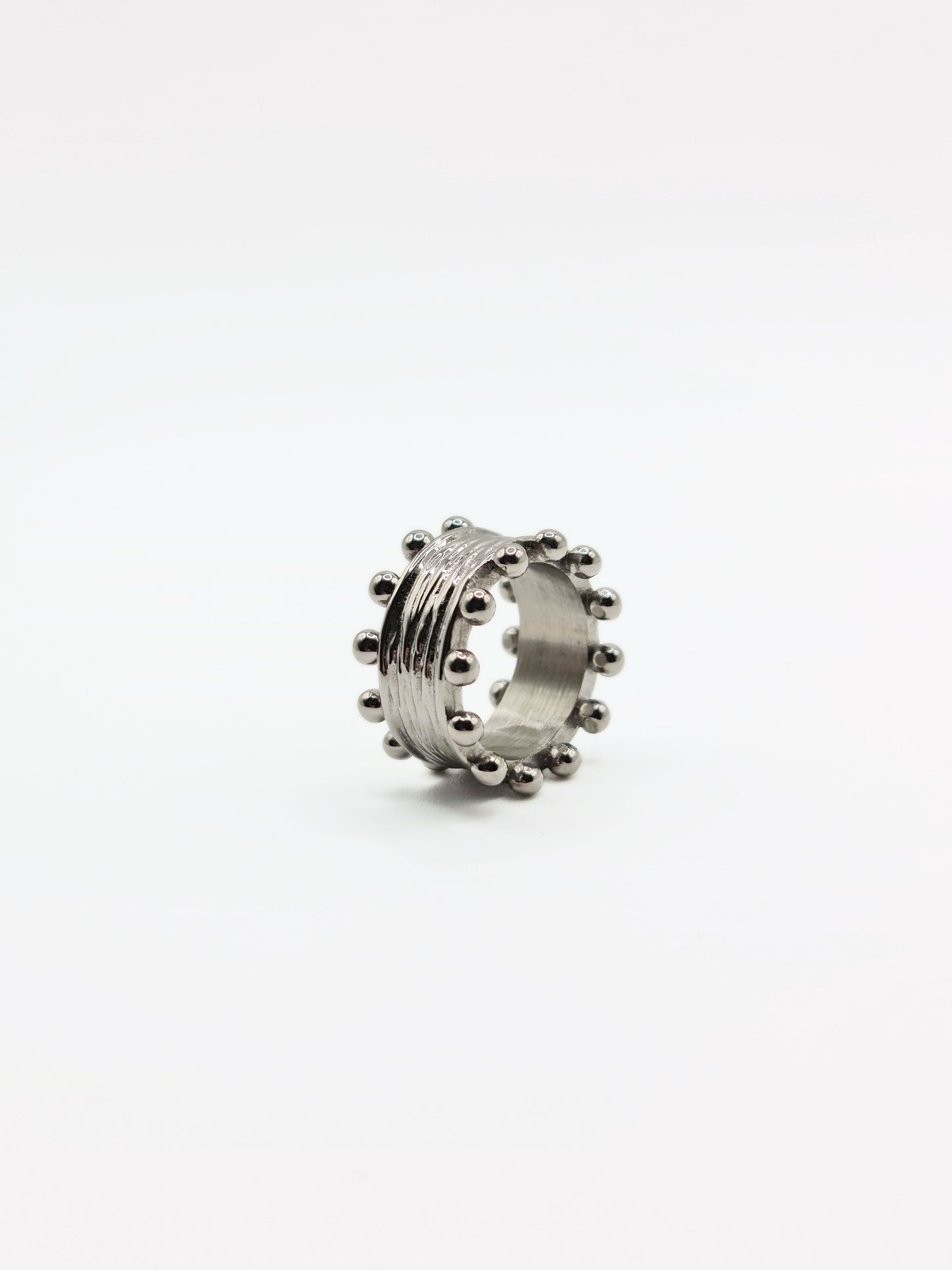 The Zaya Silver Finish Beaded Ring- Waterproof & Tarnish-Free