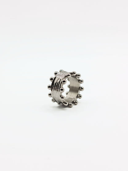 The Zaya Silver Finish Beaded Ring- Waterproof & Tarnish-Free