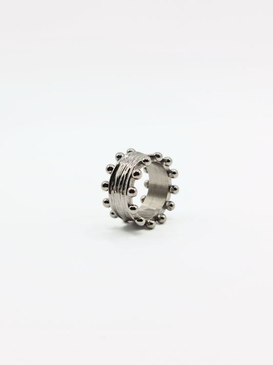 The Zaya Silver Finish Beaded Ring- Waterproof & Tarnish-Free