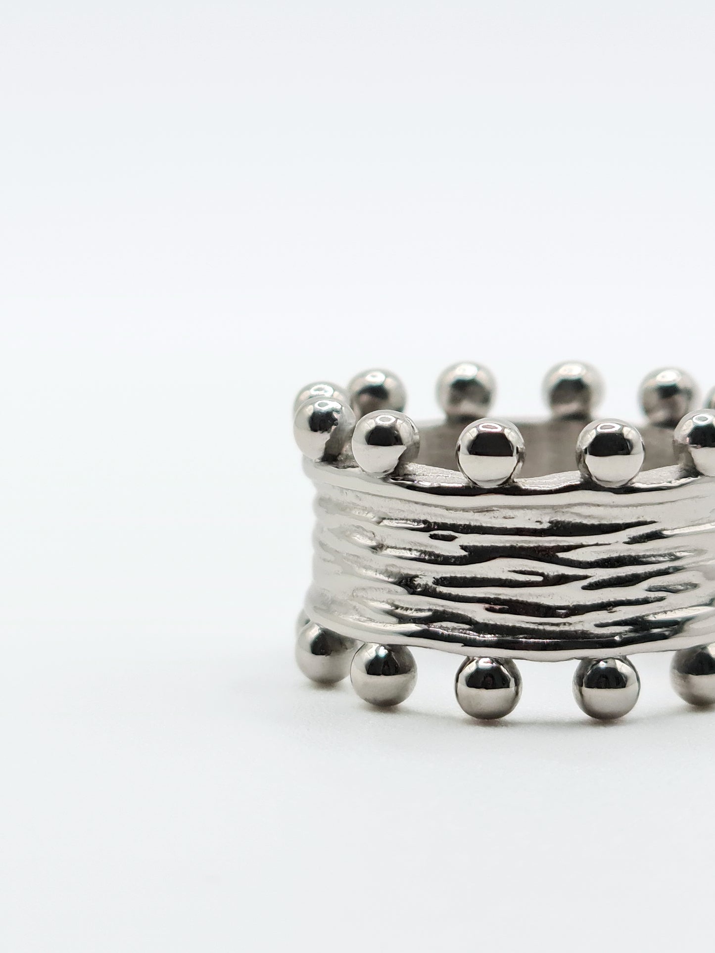 The Zaya Silver Finish Beaded Ring- Waterproof & Tarnish-Free