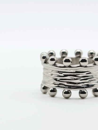 The Zaya Silver Finish Beaded Ring- Waterproof & Tarnish-Free