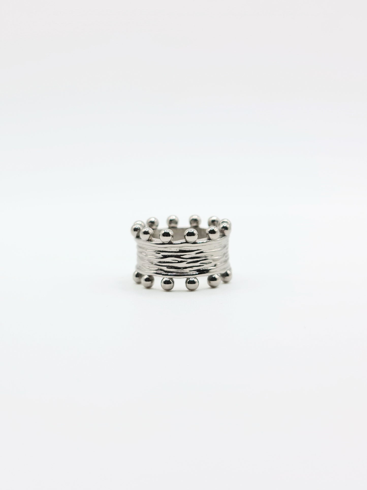 The Zaya Silver Finish Beaded Ring- Waterproof & Tarnish-Free