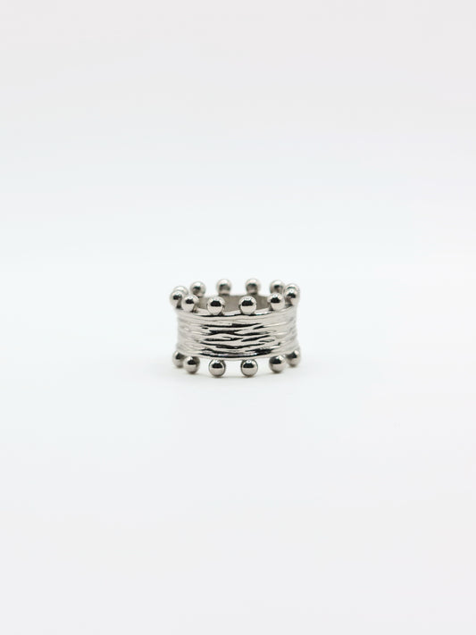 The Zaya Silver Finish Beaded Ring- Waterproof & Tarnish-Free
