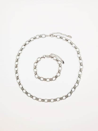 The Seville Silver Finish Tattoo Link Chain Necklace- Waterproof & Tarnish-Free