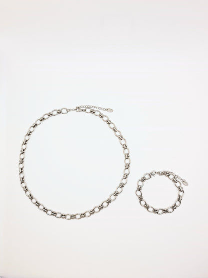 The Seville Silver Finish Tattoo Link Chain Necklace- Waterproof & Tarnish-Free