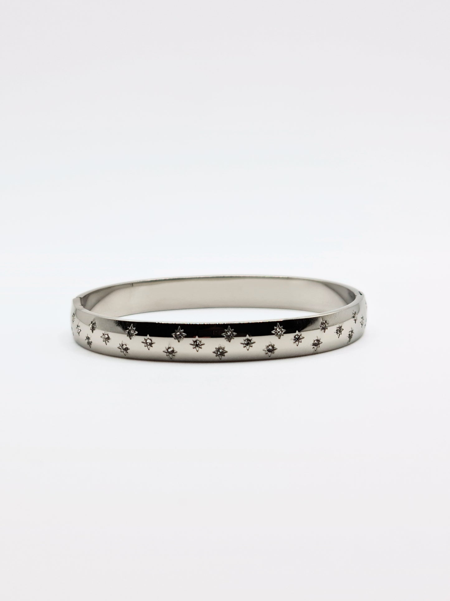 The Lumina Silver Plated Celestial Crystal Bangle Bracelet- Waterproof & Tarnish-Free