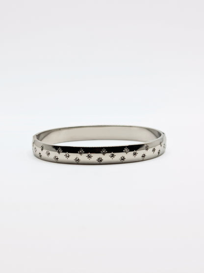 The Lumina Silver Plated Celestial Crystal Bangle Bracelet- Waterproof & Tarnish-Free