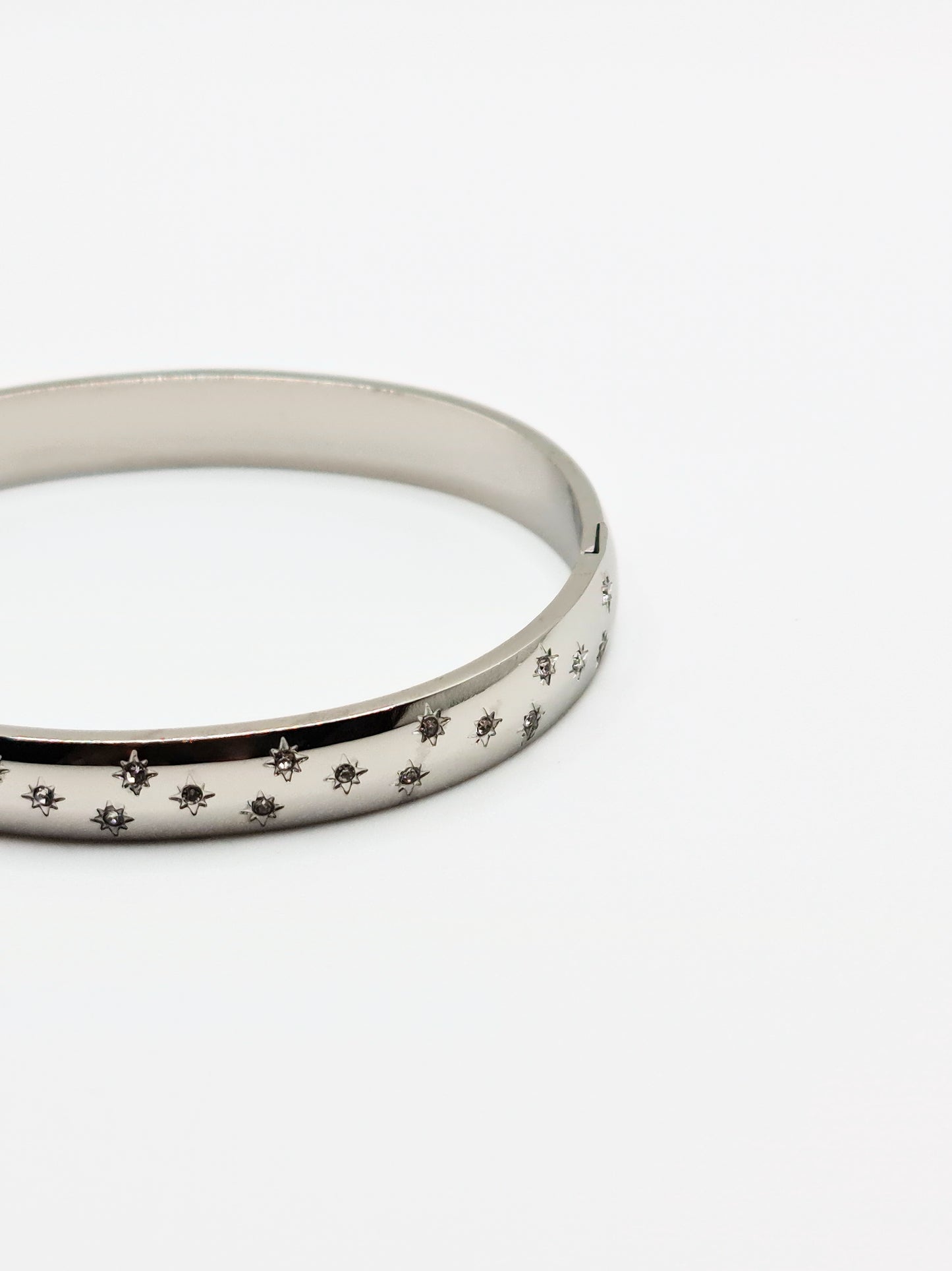 The Lumina Silver Plated Celestial Crystal Bangle Bracelet- Waterproof & Tarnish-Free