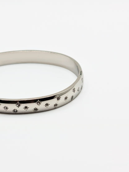 The Lumina Silver Plated Celestial Crystal Bangle Bracelet- Waterproof & Tarnish-Free