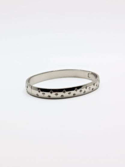The Lumina Silver Plated Celestial Crystal Bangle Bracelet- Waterproof & Tarnish-Free