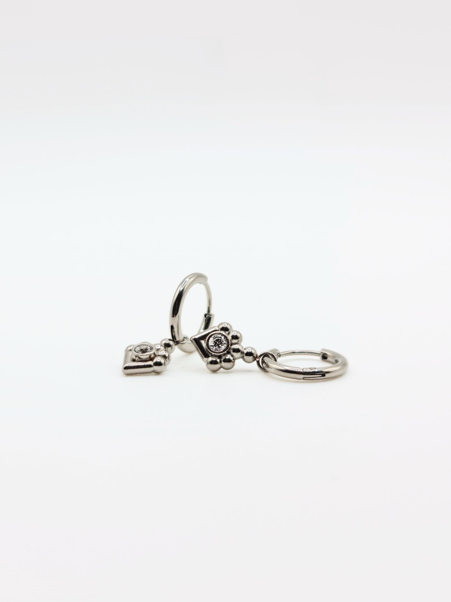 The Tavi Silver Finish Crystal Drop Hoop Earrings- Waterproof & Tarnish-Free