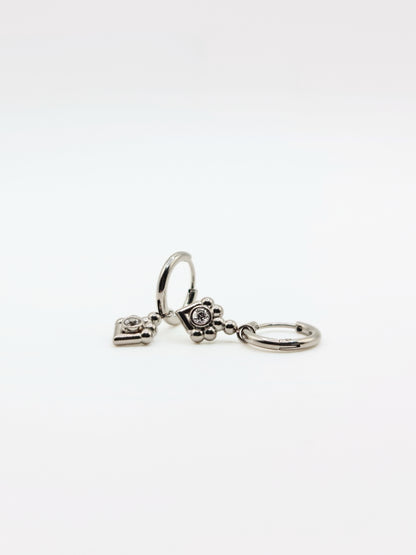 The Tavi Silver Finish Crystal Drop Hoop Earrings- Waterproof & Tarnish-Free