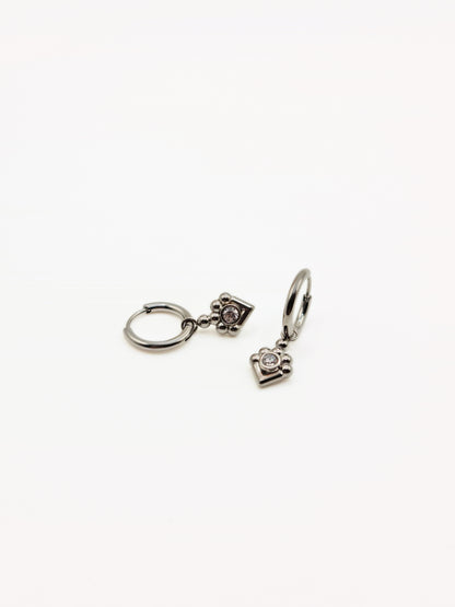 The Tavi Silver Finish Crystal Drop Hoop Earrings- Waterproof & Tarnish-Free