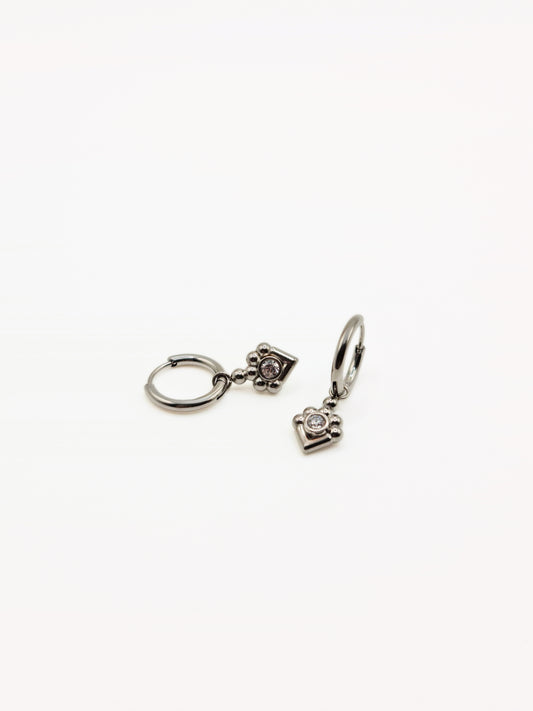 The Tavi Silver Finish Crystal Drop Hoop Earrings- Waterproof & Tarnish-Free