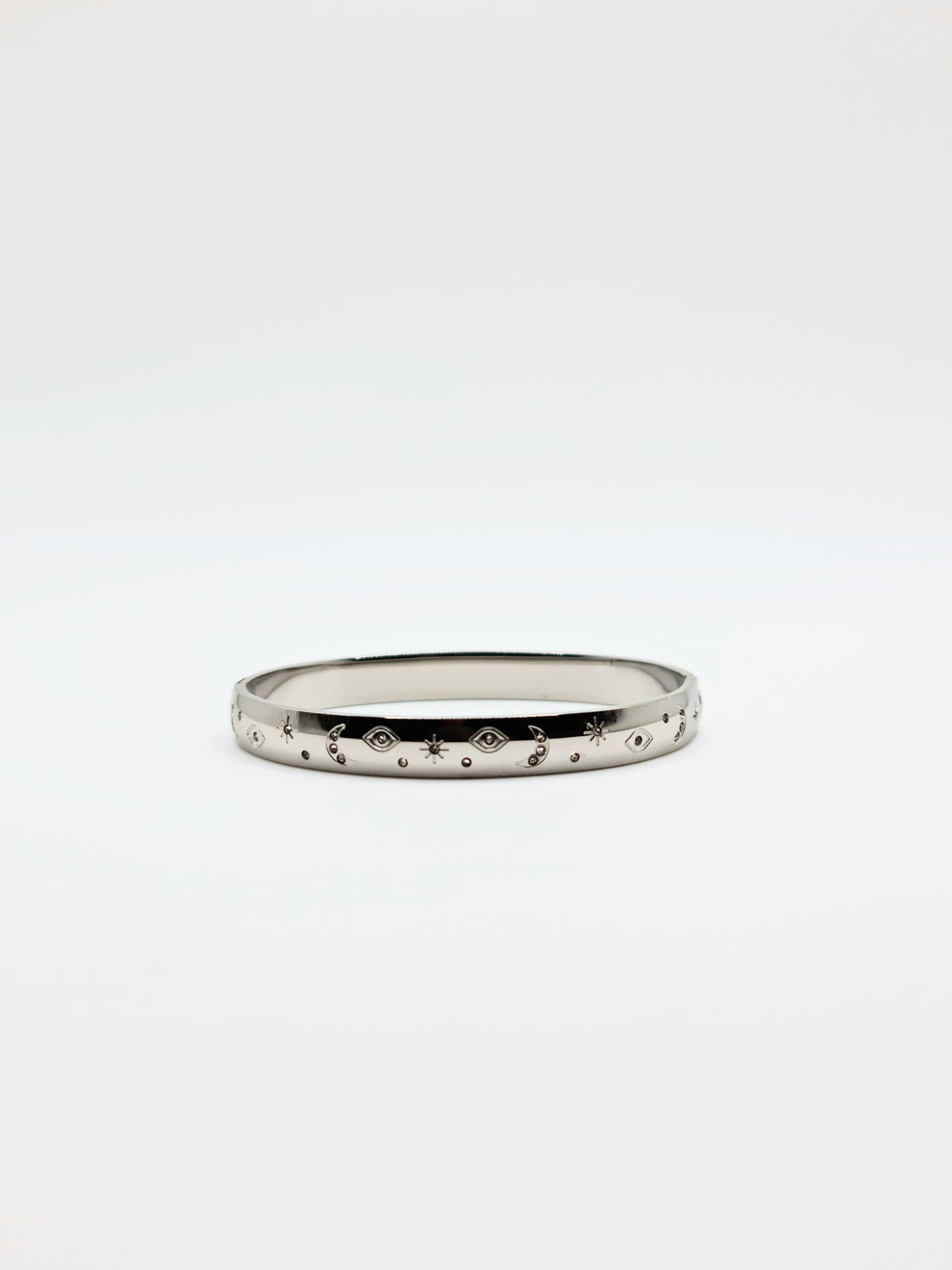 The Talisman Silver Plated Evil Eye Crystal Bangle Bracelet- Waterproof & Tarnish-Free