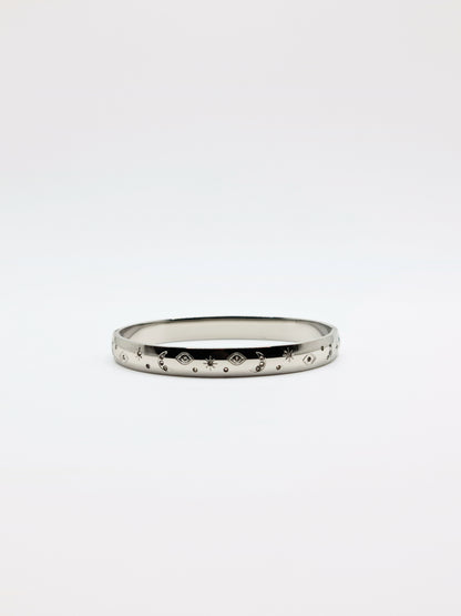The Talisman Silver Plated Evil Eye Crystal Bangle Bracelet- Waterproof & Tarnish-Free