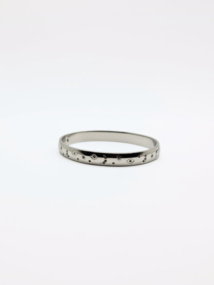 The Talisman Silver Plated Evil Eye Crystal Bangle Bracelet- Waterproof & Tarnish-Free