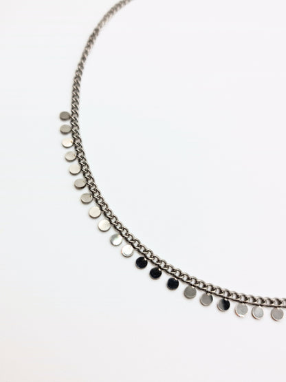 The Temple Silver Finish Ditsy Disc Fine Chain Necklace- Waterproof & Tarnish-Free