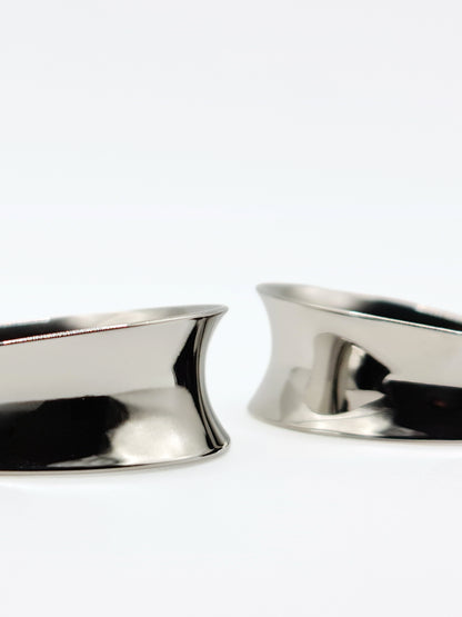 The Ava Silver Finish Curved Form Large Hoop Earrings- Waterproof & Tarnish-Free