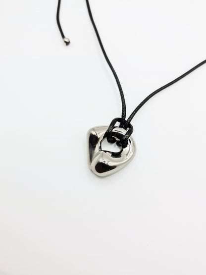 The Husk Silver Finish Organic Stone Rope Tie Necklace- Waterproof & Tarnish-Free